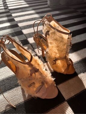 Badgley Mischka Floral Mesh Stiletto Heels